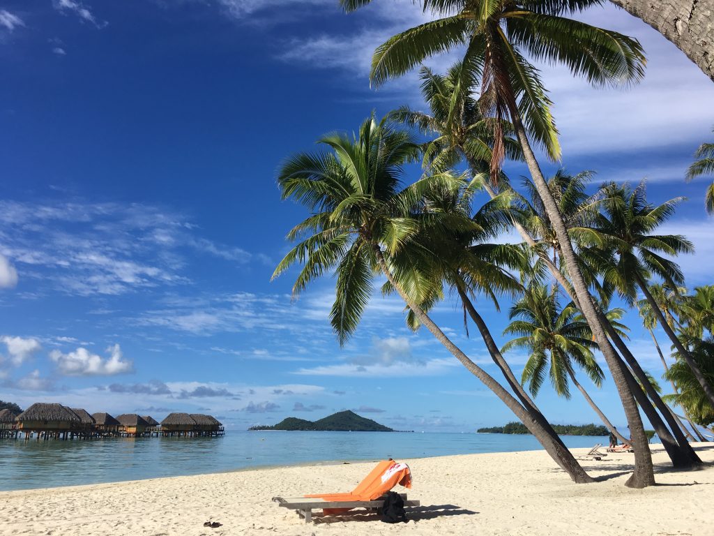 The beach at the Bora Bora Pearl beach resort.